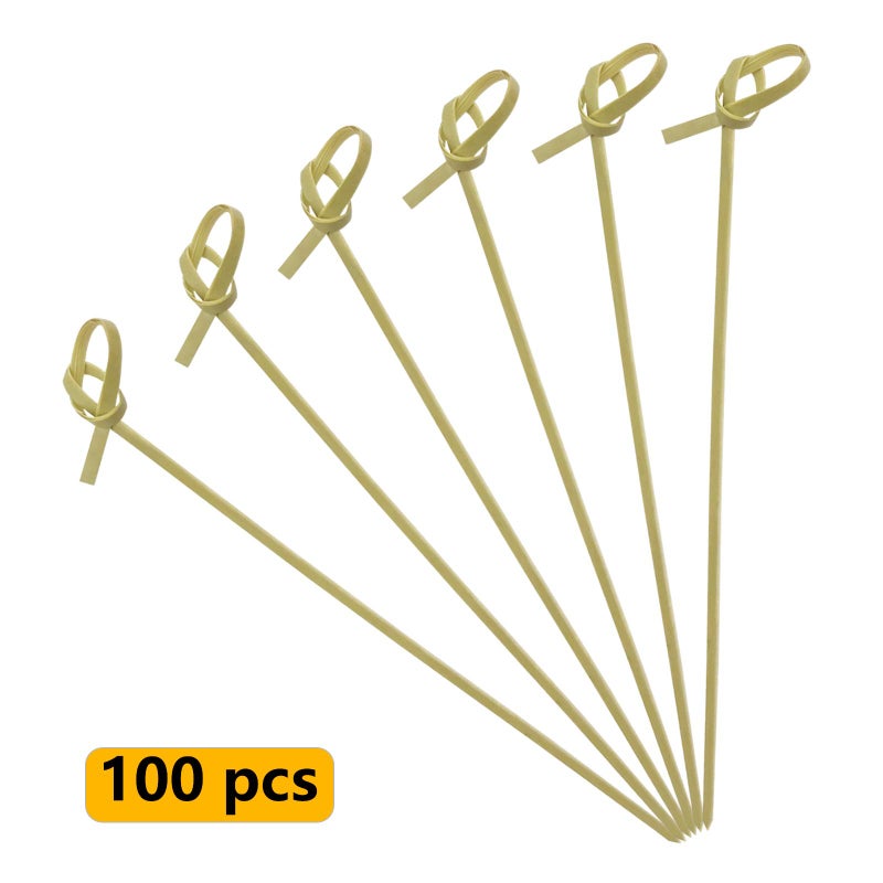 BLUETOP BLUE TOP Bamboo Cocktail Picks 100 PCS Bamboo Skewers 6 Inch with Looped Knot  Food Picks Party Toothpicks for Appetizers Cocktail Drinks Barbecue Snacks Club Sandwiches. - Image 3
